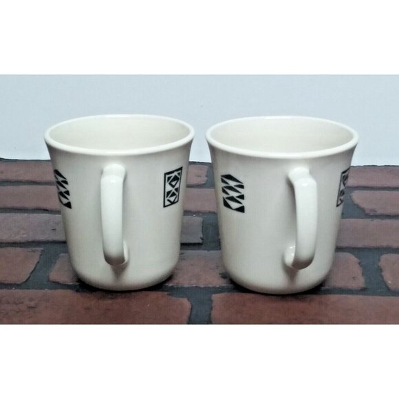 2 Corelle coffee cups mugs Tribal Spirit Corning Beige Black Corning USA aztec - Picture 4 of 9
